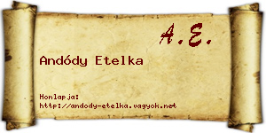 Andódy Etelka névjegykártya